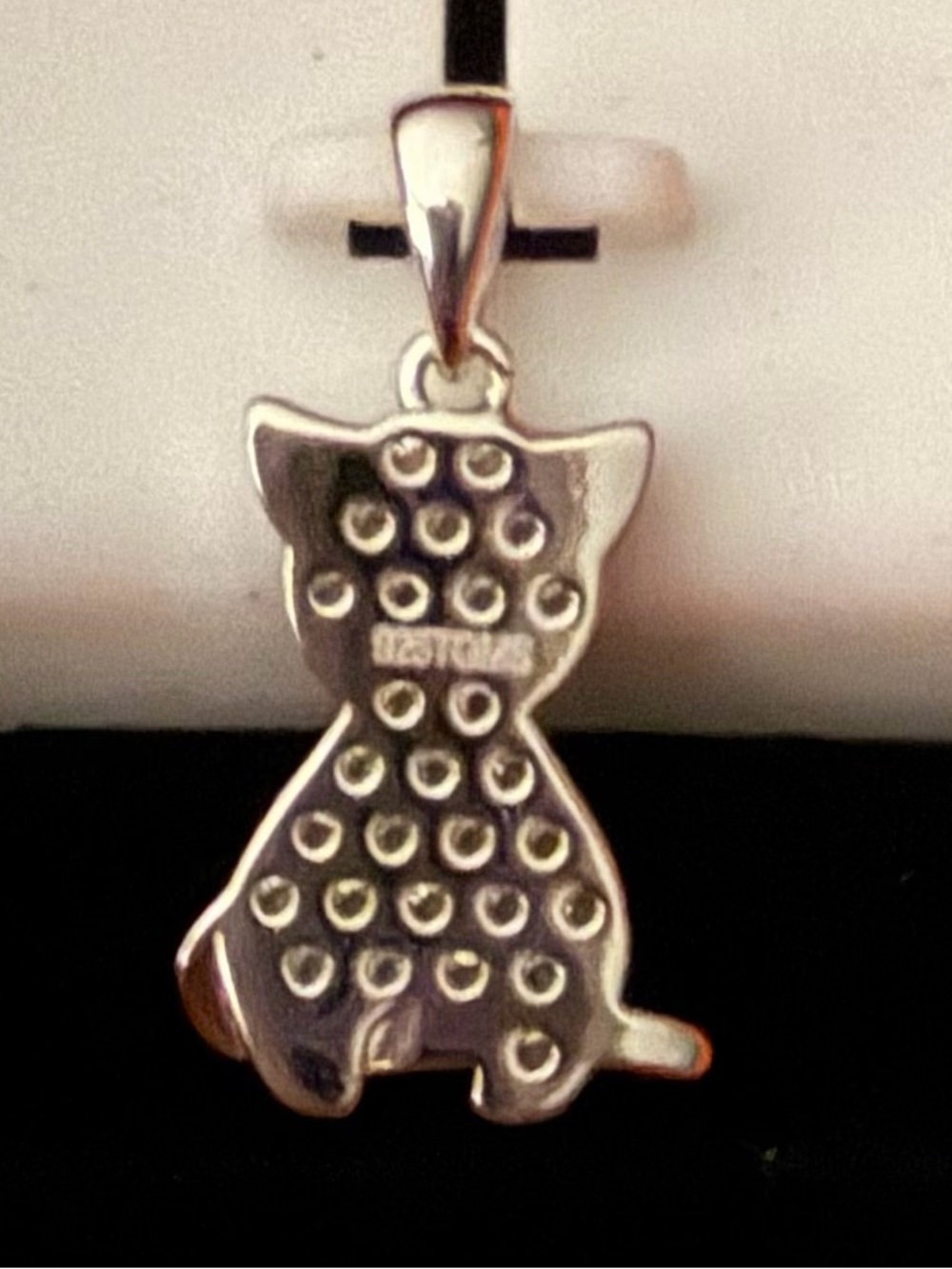 Sterling Silver .925 & Moissanite Kitty Cat Necklace Pendant - Picture 3 of 5